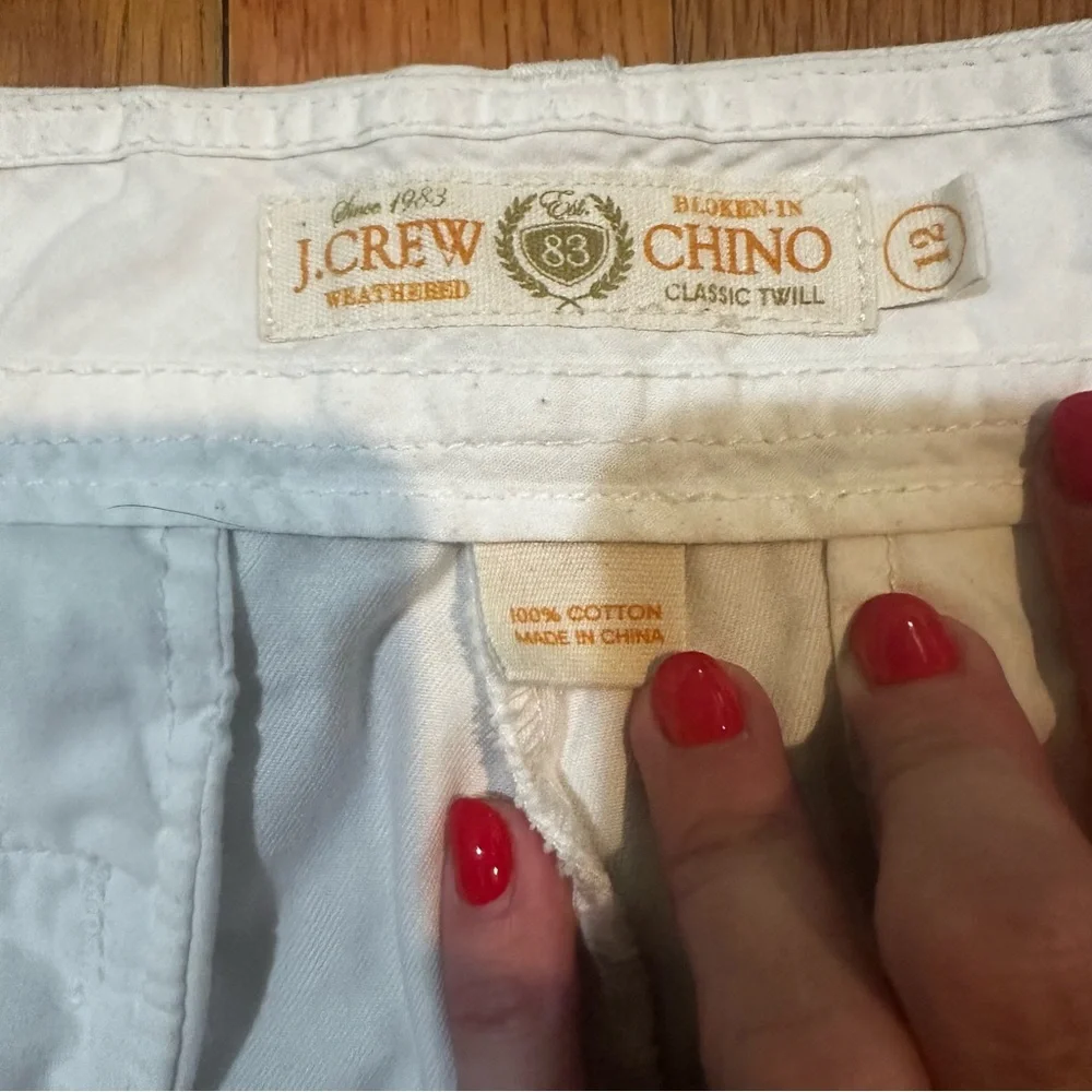 J Crew Shorts White‎ Broken In Chino Classic Twill Sz 12 8.5” Inseam